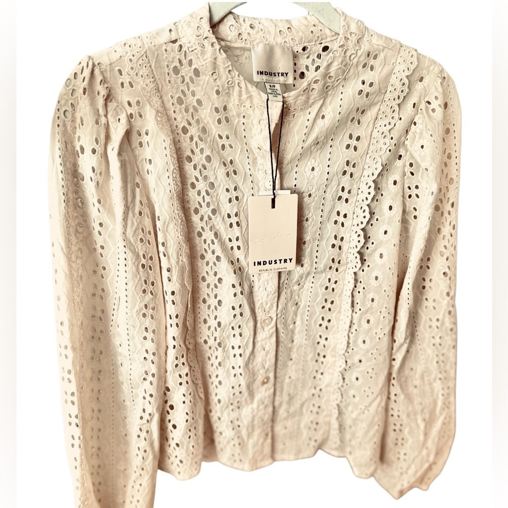 NWT Industry Republic Cream Cotton Eyelet Lace Blouse S